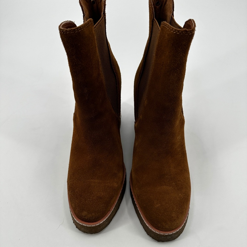 Steve Madden Brown‎ Suede Wedge Morris Booties Ankle Boots Platform Streetwear - Picture 6 of 10